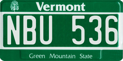 VT license plate NBU536