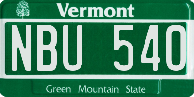 VT license plate NBU540