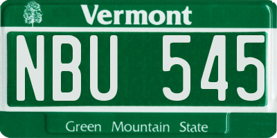 VT license plate NBU545