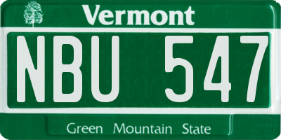 VT license plate NBU547