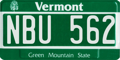 VT license plate NBU562