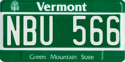 VT license plate NBU566