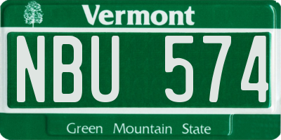 VT license plate NBU574