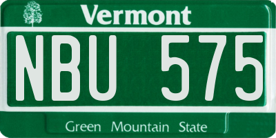 VT license plate NBU575