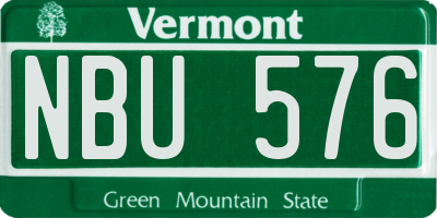 VT license plate NBU576