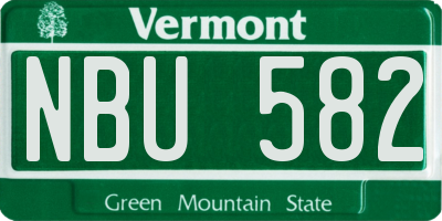 VT license plate NBU582