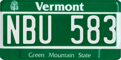 VT license plate NBU583