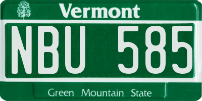 VT license plate NBU585