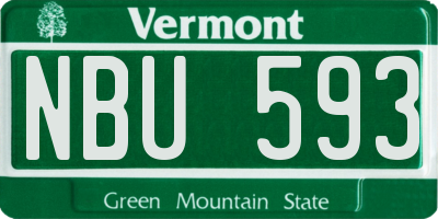 VT license plate NBU593