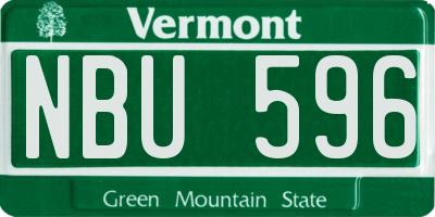 VT license plate NBU596