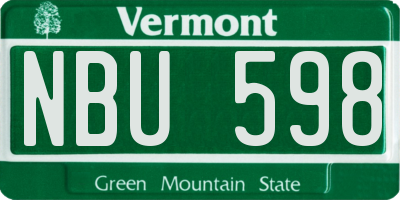 VT license plate NBU598