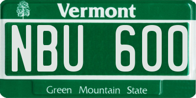 VT license plate NBU600