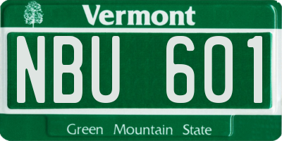 VT license plate NBU601