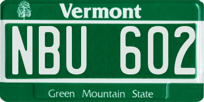 VT license plate NBU602