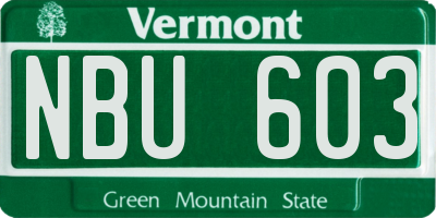 VT license plate NBU603