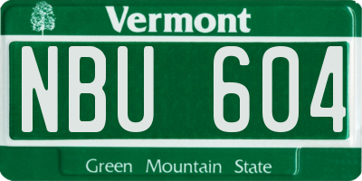 VT license plate NBU604