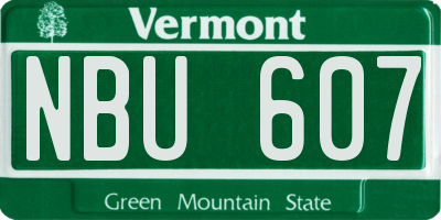 VT license plate NBU607