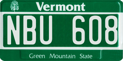 VT license plate NBU608
