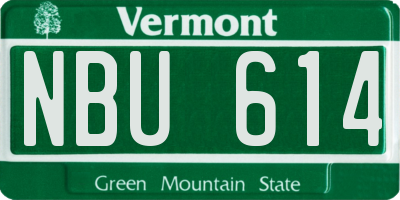 VT license plate NBU614