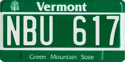 VT license plate NBU617