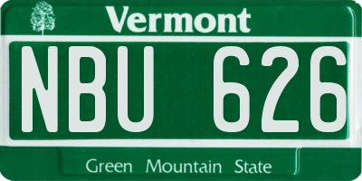 VT license plate NBU626