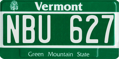 VT license plate NBU627