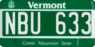 VT license plate NBU633