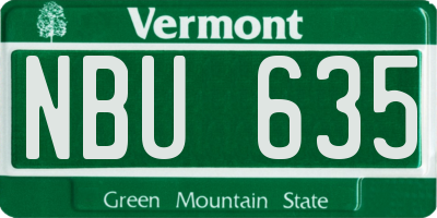 VT license plate NBU635