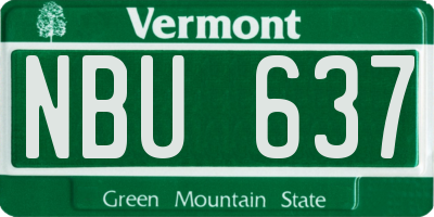 VT license plate NBU637