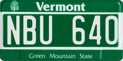 VT license plate NBU640