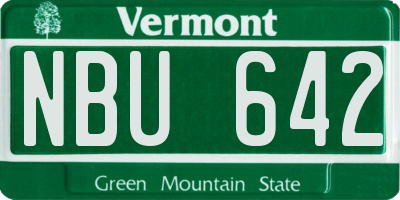 VT license plate NBU642