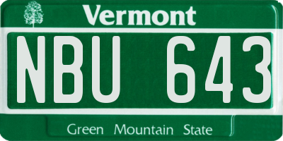 VT license plate NBU643