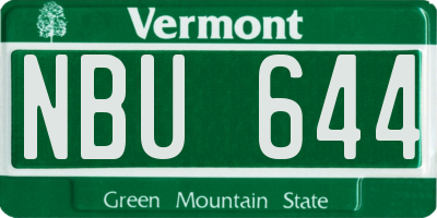 VT license plate NBU644