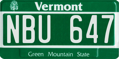 VT license plate NBU647