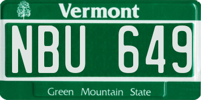 VT license plate NBU649