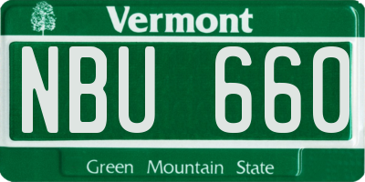 VT license plate NBU660