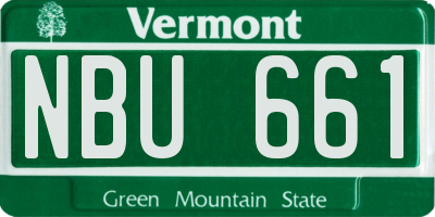 VT license plate NBU661