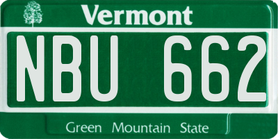 VT license plate NBU662