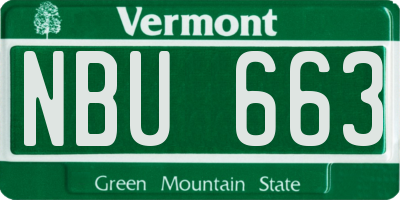 VT license plate NBU663