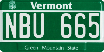 VT license plate NBU665