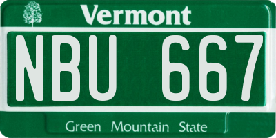 VT license plate NBU667