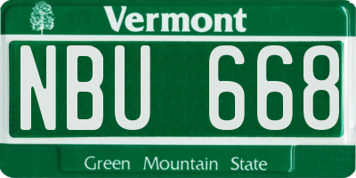 VT license plate NBU668