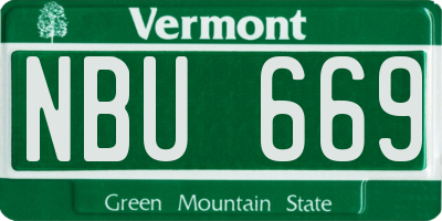 VT license plate NBU669