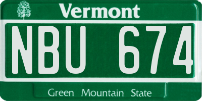 VT license plate NBU674
