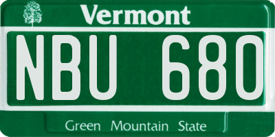 VT license plate NBU680