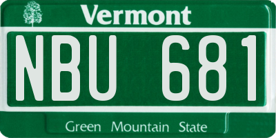 VT license plate NBU681