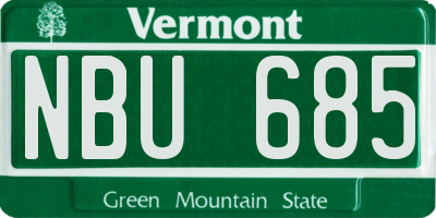 VT license plate NBU685