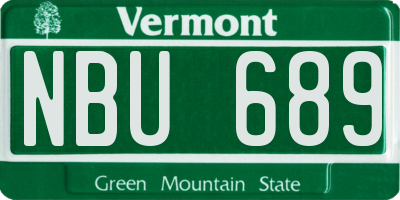 VT license plate NBU689