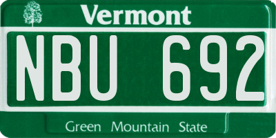 VT license plate NBU692
