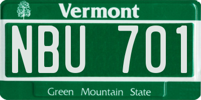 VT license plate NBU701